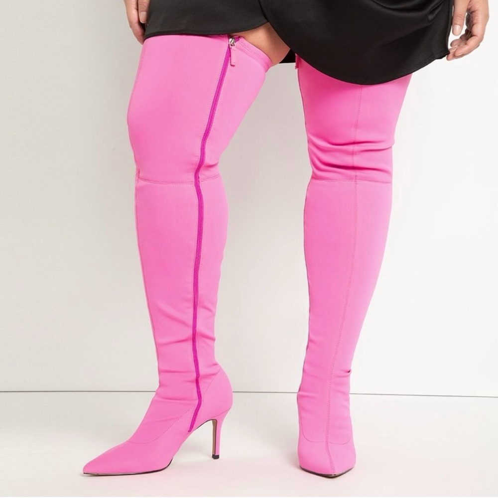 Eloquii Neon Pink Over-the-Knee Stiletto Boots